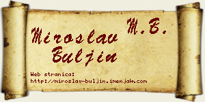 Miroslav Buljin vizit kartica
